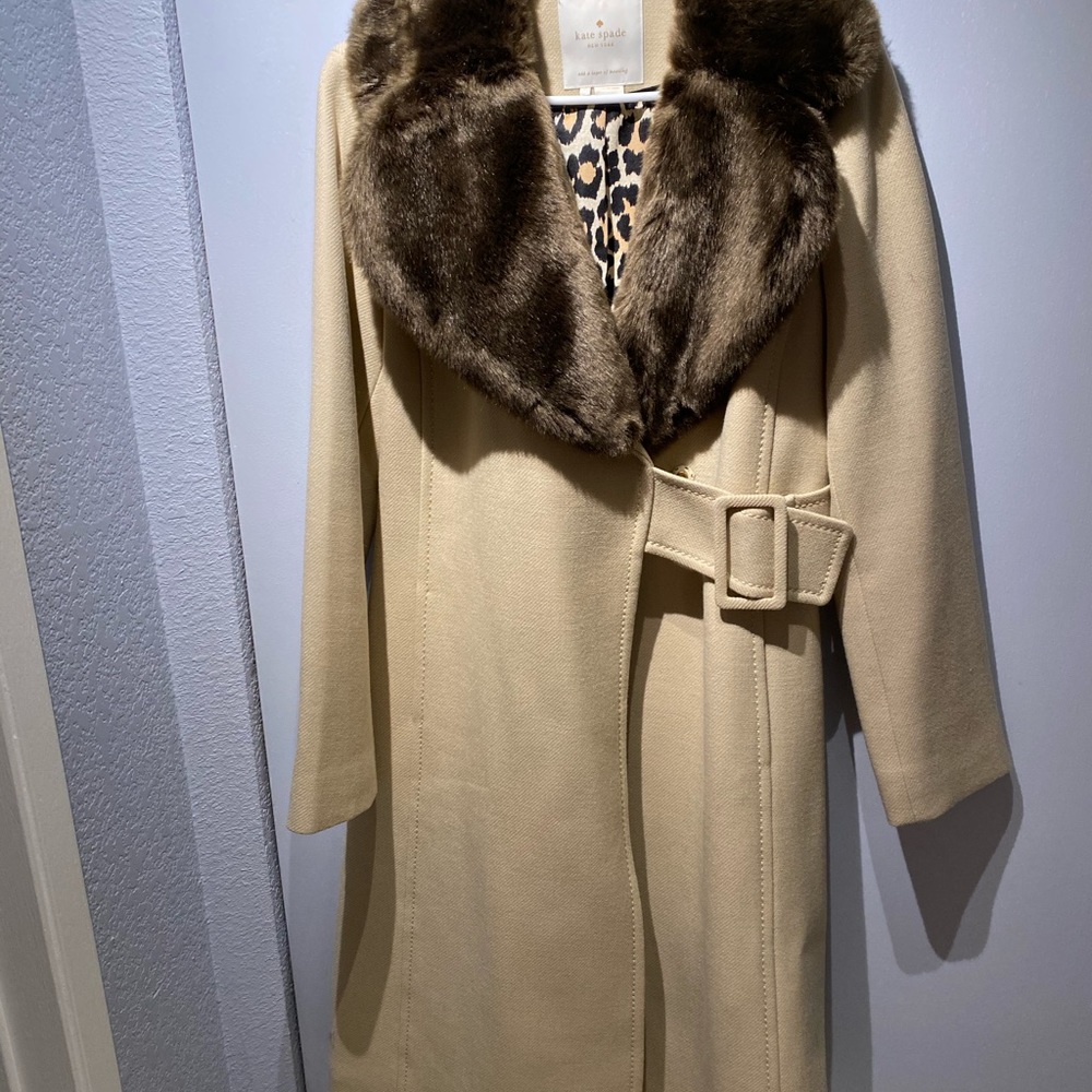 Kate Spade faux fur collar coat